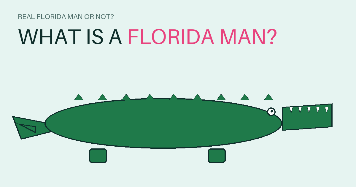 A stylised alligator, the mascot of Florida Man stories